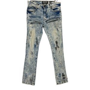 Another Hype Piece Jeans 32 mens stone washed bleached distressed skinny denim